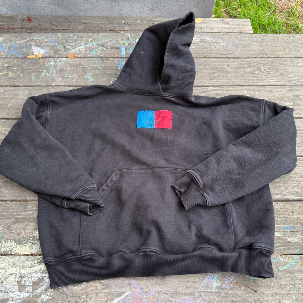 REALSELF Black Hoodie with Color Block Design